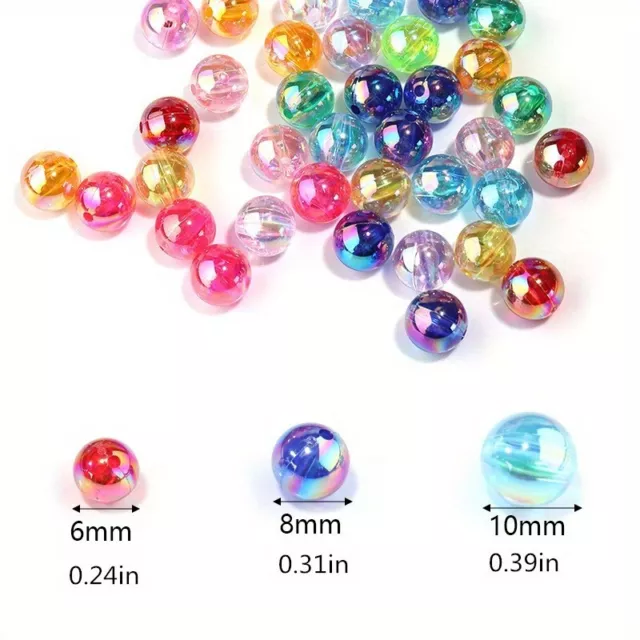 100Pc Acrylic Fantasy Ball Hole Gemstone Crystal Charm 6/8/10mm Jewellery Making