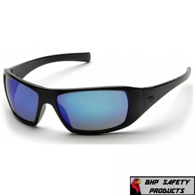 Pyramex Goliath Safety Glasses Black W/ Ice Blue Mirror Lens Sunglasses Sb5665D
