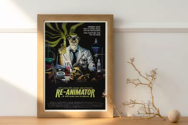 Re-Animator 1985 Large Movie Wall Art Canvas-Framed Picture-Poster In Many Sizes
