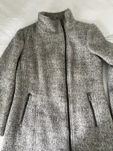 Calvin Klein Women's Asymetrical Walker Coat, Gray, Wool Blend Size L 2