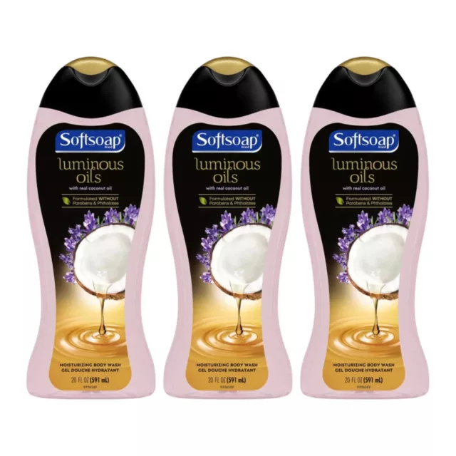 Softsoap Luminous Oils w/ Real Coconut Oil Body Wash, 20 oz (Pack of 3)