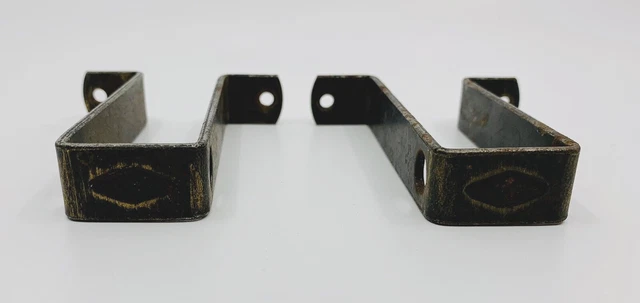2 Vintage Victorian Art Deco Swing Arm Curtain Rods with Brackets 18 3/8” Long 6