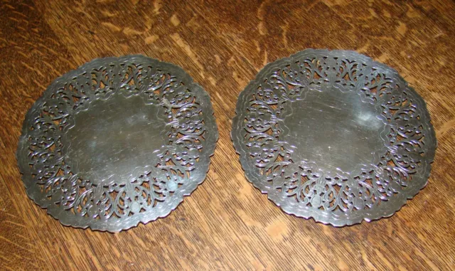 Vintage Silver Plate Ornate Floral Round 7” Trivet Hot Plate Denmark Footed