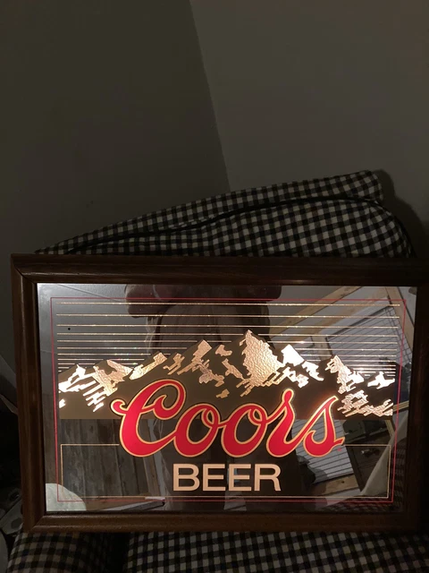 Vintage COORS Rocky Mountain Spring Lighted Mirror Beer Sign Wall 25 X 17 / 1986