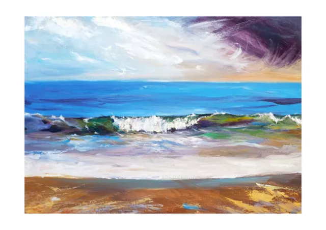 Fine art print, Seascape, Dorset, sunny, sandy beach, Swanage Bay Waves