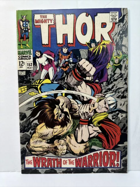 The Mighty Thor #152 Loki Cover! Silver Age Marvel Comics 1968! Vf- 7.5