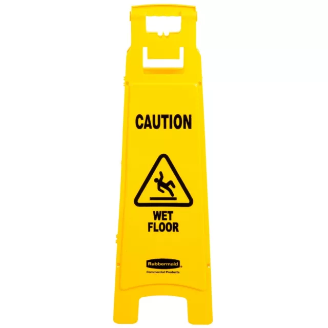 Rubbermaid Commercial 4-Sided Yellow Safety Floor Sign "Caution Wet Floor"