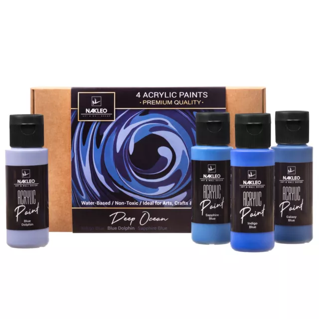 Juego de pinturas acrílicas para plantillas - 4x60ml 2oz - DEEP OCEAN - DIY