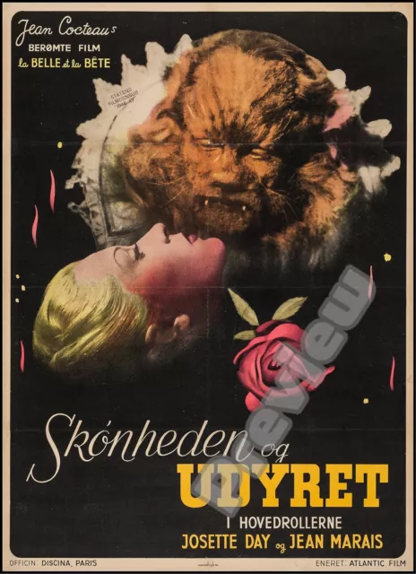 La Belle et la Bete 1946 dänischer Film Film Druck Poster Wandkunst Bild A4