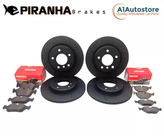 Seat Leon FR 2.0Tdi 06- Front Rear Brake Discs Pads Coated Black Dimpled Grooved