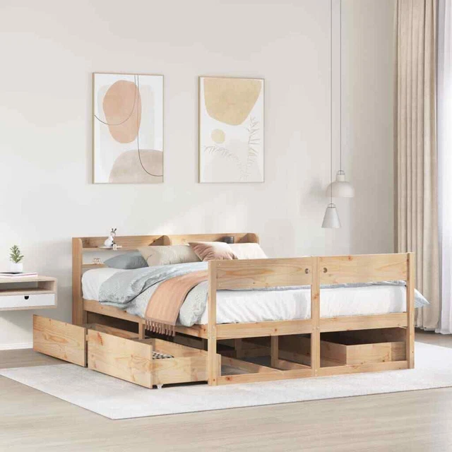 BED FRAME WITHOUT Mattress 150x200 cm King Size Solid Wood Pine vidaXL