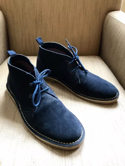 BEN SHERMAN MENS Suede and Leather Original ‘Logan’ Boots in Navy Size ...