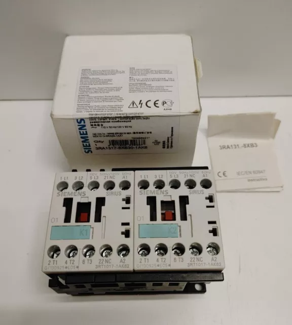 New Old Stock! Siemens 20A 600V Reversing Contactor 3Ra1317-8Xb30-1Ak6 Free Ship