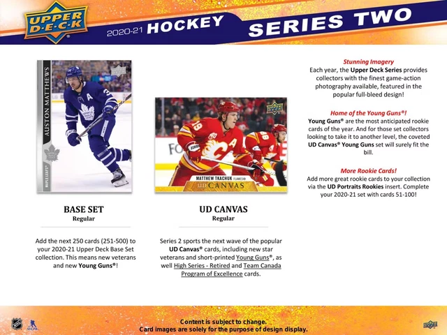 Upper Deck 2020-21 Nhl Hockey Series Two Cello Hanging Pack 26 Cards Young Guns 2