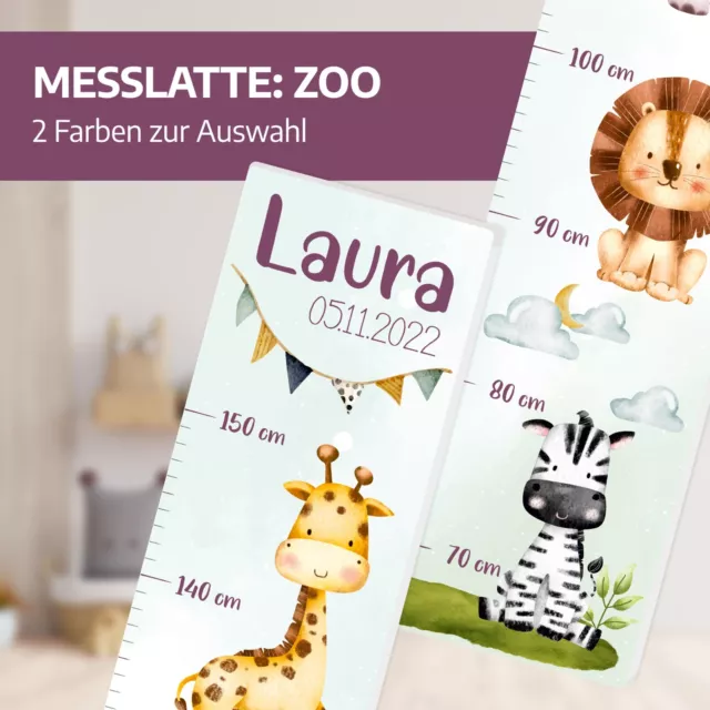 Messlatte „Zoo“ für Kinder | personalisiert mit Namen und Wunschmotiv