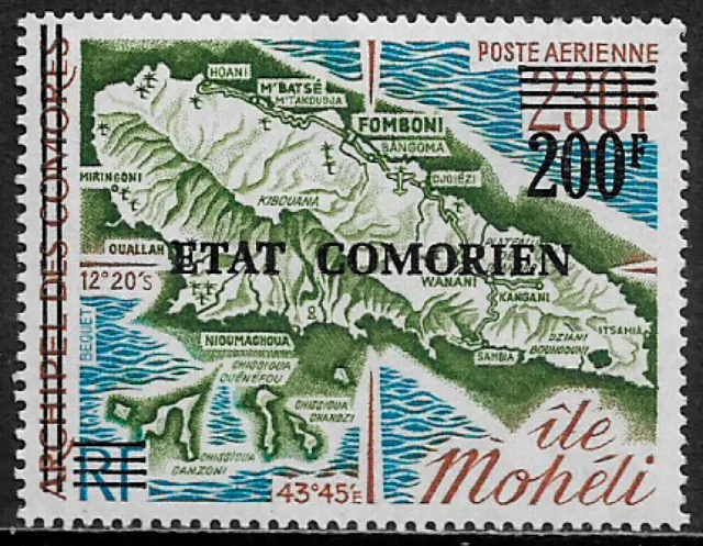 Comoro Is. #C92 MNH Stamp - Map of Moheli Overprint