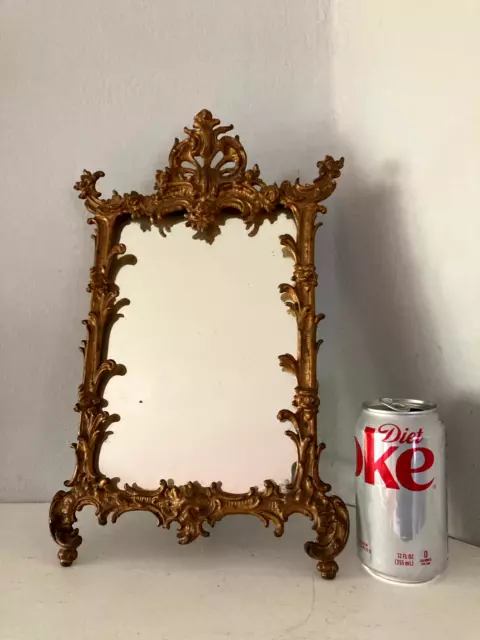 1800s ? French Louis XVI Rococo Gold Gilt Cast Metal Picture Photo Mirror Frame