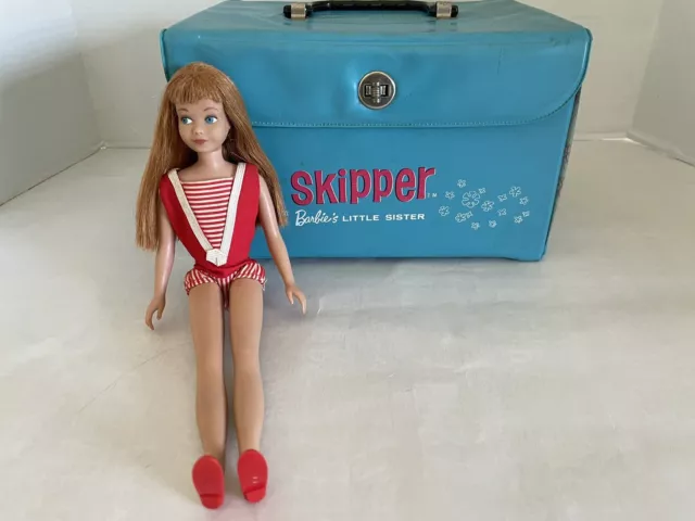 Vintage Barbie Titian Skipper Doll #0950 & Skipper Train Case