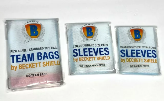 (100)BECKETT SHIELD standard size soft sleeves, thick soft sleeves, & team bags