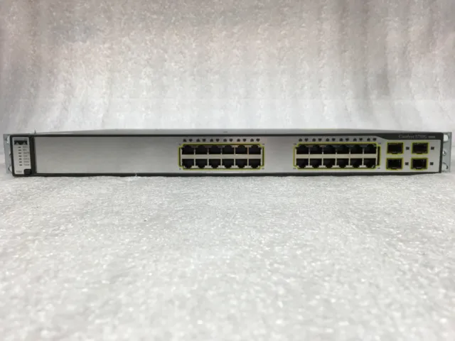 Cisco WS-C3750G-24TS-E1U 24-Port Switch with Rack Mount Ears, Factory Reset
