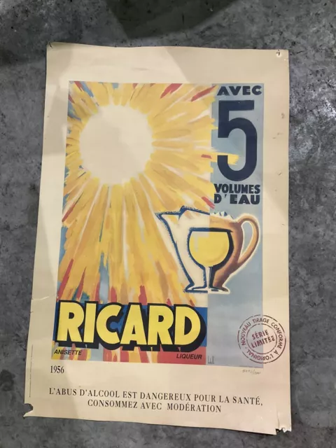 Ancienne Affiche Publicitaire Anisette Liqueur Ricard Série Limitée 1956