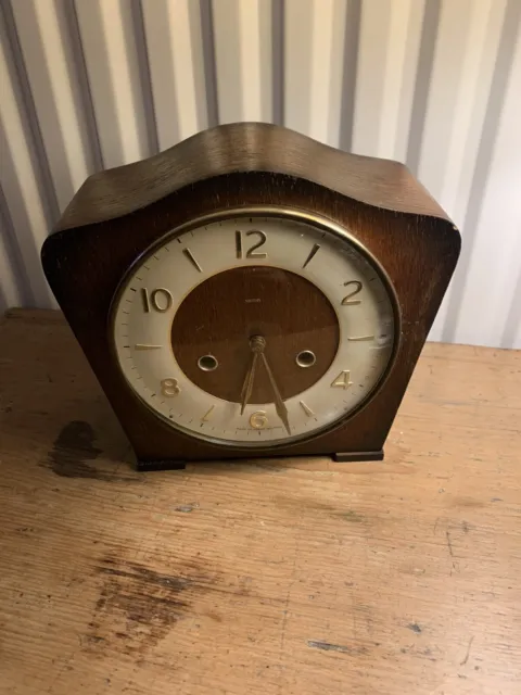 Smiths Enfield Striking Mechanical Mantle Clock - Oak - Art Deco