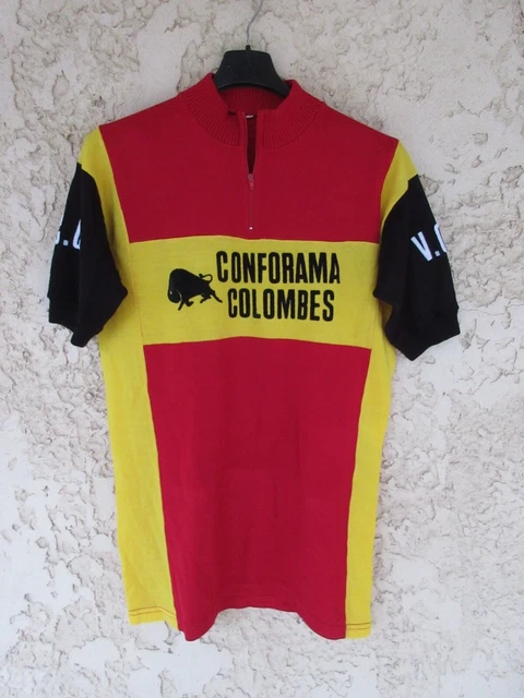 Maillot Cycliste Vintage CLVS BOUSSAY Orange Années 70 Taille S TELMAIL