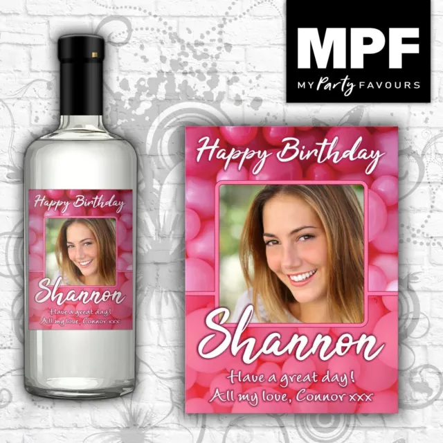 Personalised Birthday Photo Wine Gin Vodka Bottle Label - 18th 21st 30th 40th 2