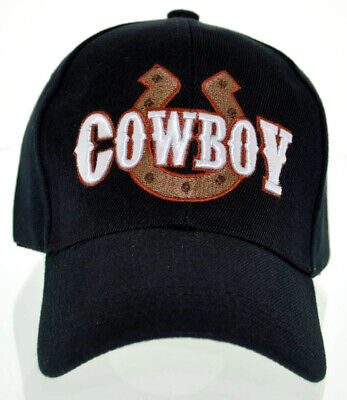 New! Rodeo Cowboy Horse Horseshoe Cap Hat Black