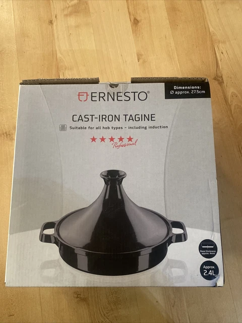 Ernesto hierro fundido Tagine 2,4 L adecuado para todas las placas negro 27,5 cm