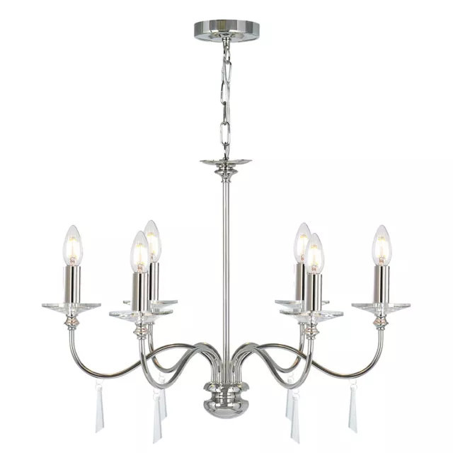 Lustre Métal Cristal 6-armig Hauteur Réglable E14 Suspensions Salle à Manger