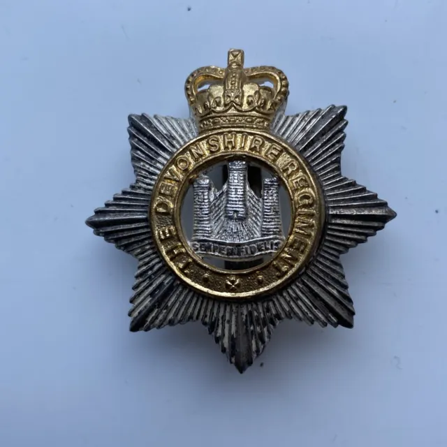 Devonshire Regiment Silver Gilt Cap Badge