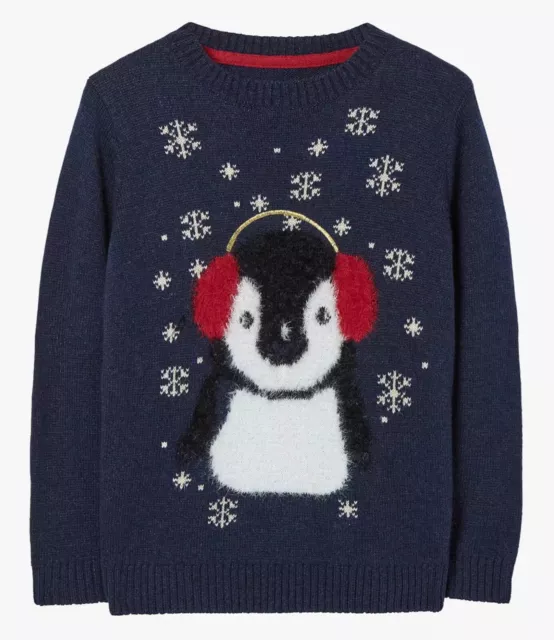 Maglione Fatface pinguino di Natale per ragazze età 9-10 anni *nuovo con etichette*