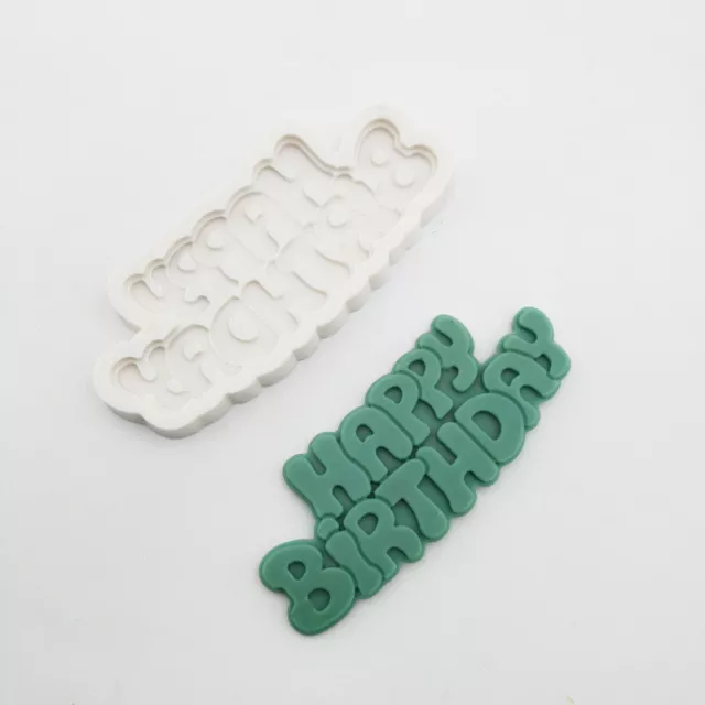 Molde de silicona para hornear feliz cumpleaños fondant azucarería molde pastel cartas hágalo usted mismo 3