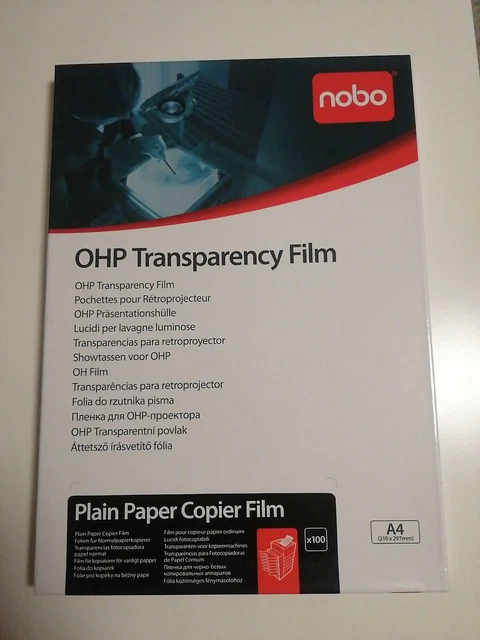 OHP Kopier-Folien Nobo A4 120 my Kopierfolien Folien Plain Paper Copier Film 100