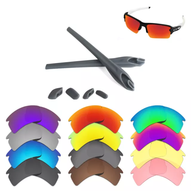 Tintart Replacement Lenses and Grey Rubber Kit for-Oakley Flak 2.0 XL OO9188