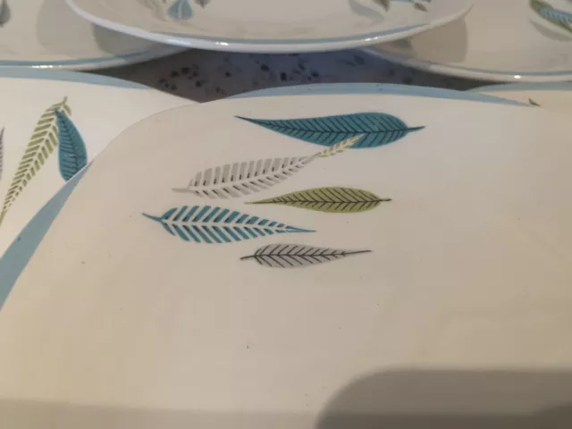 6 1950s Burleigh Ware Side Plates - Stylised Leaf Pattern 3