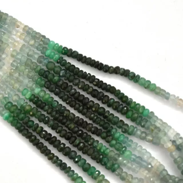 Natural Shaded Emerald 3-4.5mm Faceted Round Gemstone Beads 16" Strand BDS-1001 2