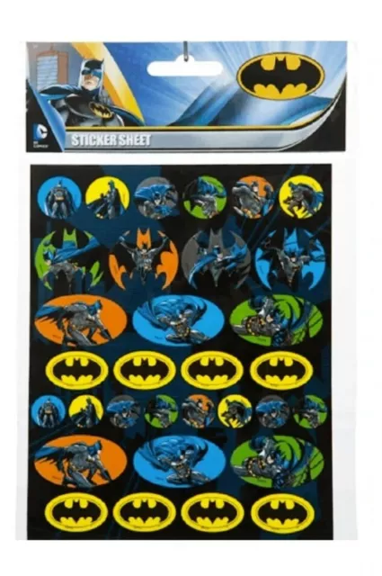 DC Comics Batman Sticker Sheet - Gotham bedroom, superhero - 38 pieces