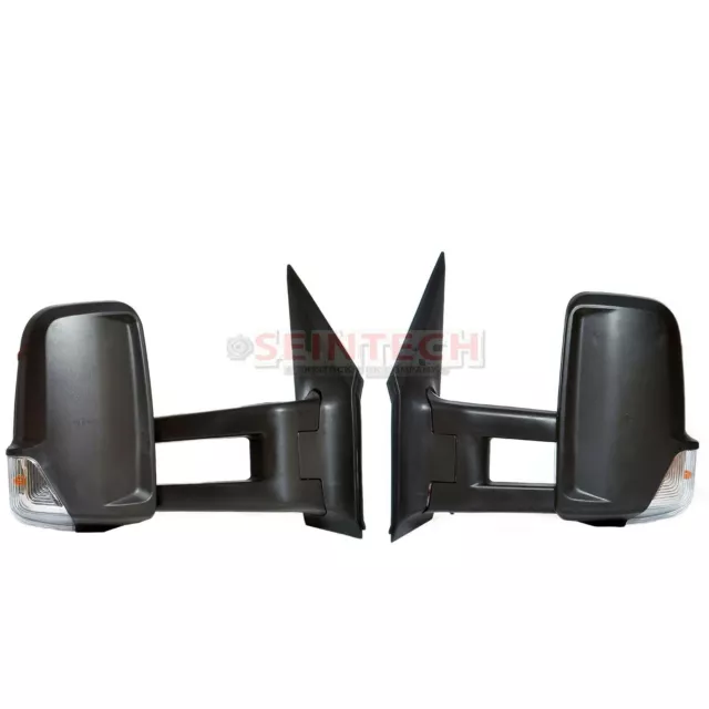 Mercedes Sprinter Full Door Wing Mirror Manual Black Long Arm Pair Set 2006-2017