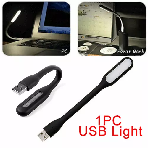 1pcs Black color Mini Portable USB Led Light Super Bright Reading Lamp US