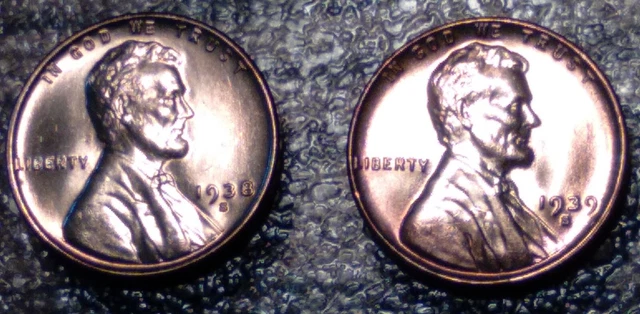 1938-S & 1939-S  Lincoln Wheat Penny Cent MS BU UNC Choice ~GEMS~ Must see item!