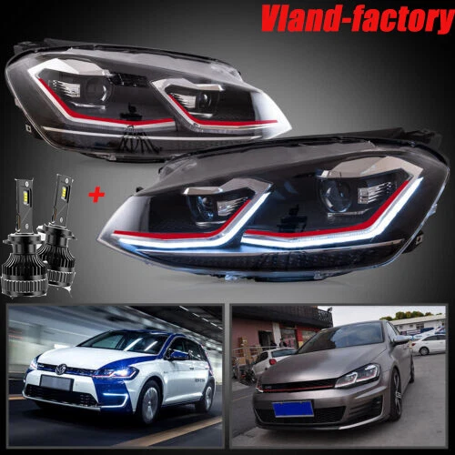 PAIR LED HALOGEN Headlights For 20132018 Volkswagen VW Golf MK7 + LED
