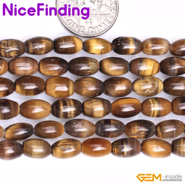 Natural Olivary Yellow Tiger Eye Stone Loose Beads For Jewelry Making 15" Strand