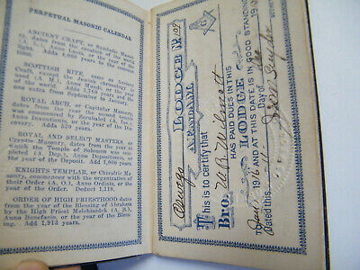 MASONIC Dues Book Milwaukie Oregon Mason 1915-1920 Oswego Lodge 109 Freemason