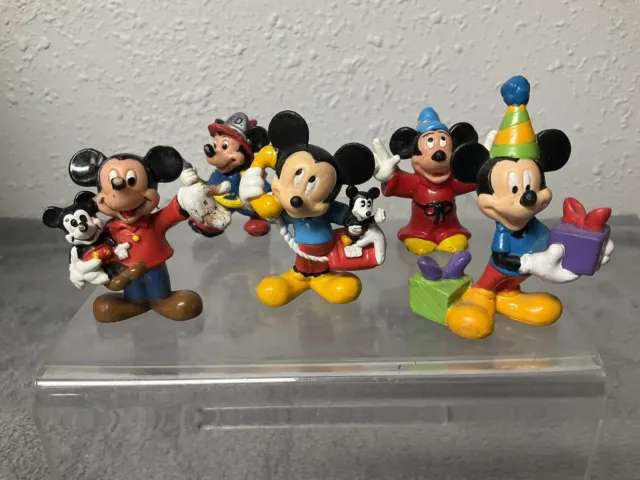 (5) Vintage Disney Mickey Mouse Figures Birthday Cheer 2" PVC