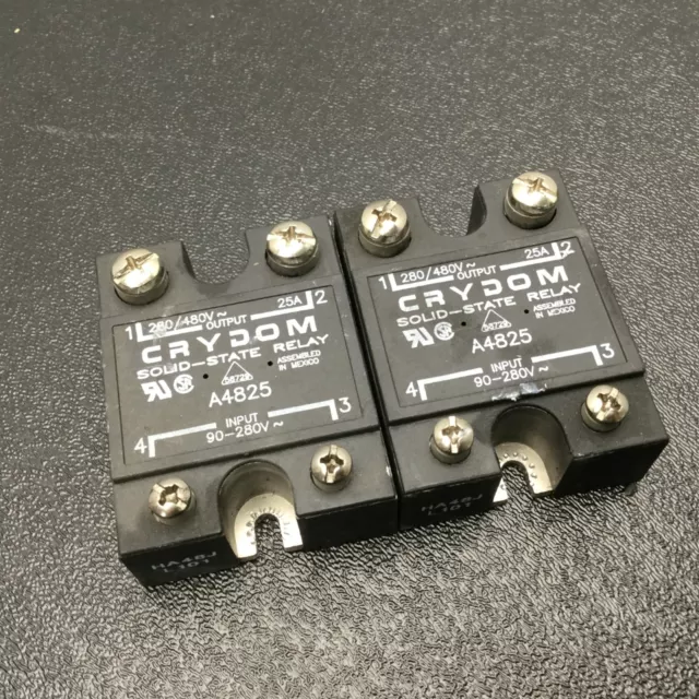 Lot Of 2 Crydom A4825 Solid State Relays Output: 280/480V~ 25A Control: 90-280V~