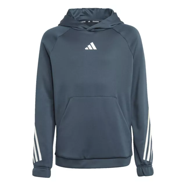 Adidas Kinder Train Icons Aeroready Hoodie Kapuzenpullover petrol-weiß