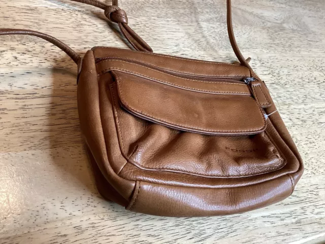 Fossil Leather Crossbody Bag in Cognac Beautiful Brown Leather Buttery Soft Leat