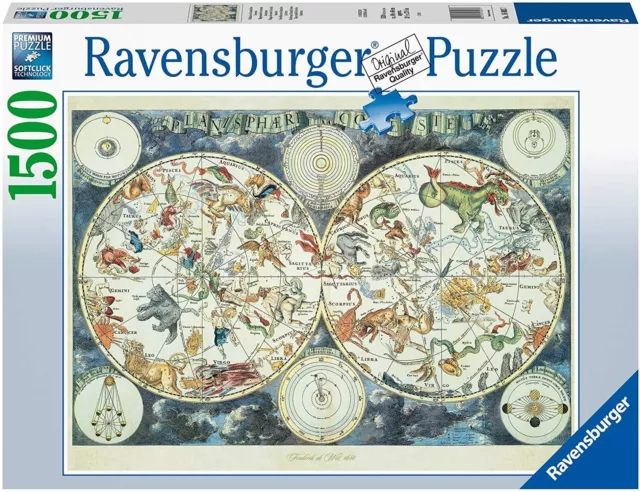 Puzzle 1500 Pezzi Mappa del Mondo di Animali Fantastici Ravensburger 16003